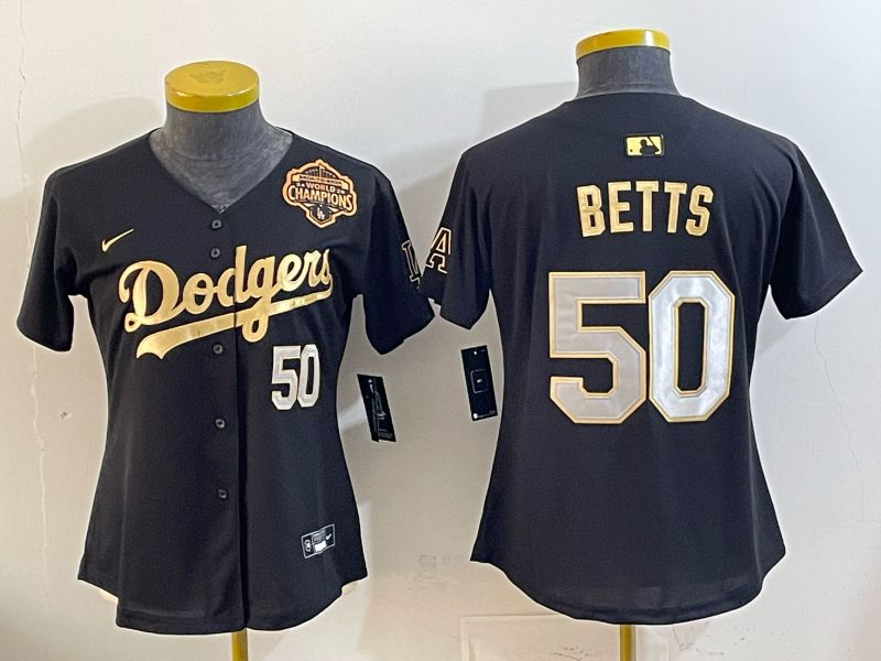 Youth Nike 2026 Los Angeles Dodgers #50 Betts Black Gold Game MLB Jersey 065